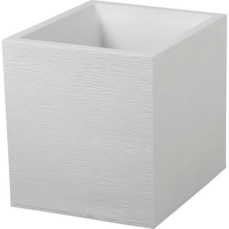 EDA – Jardinière carrée 39 x 39 x 43 cm – Volume 35 L – Blanc cérusé – Polypropylène anti UV – Usage intérieur et extérieur