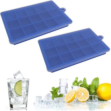 Moules à glaçons empilables en silicone - Pour Whisky et cocktails - Glacière/congélateur - Moule à glaçons - Usage domestique - Blauw - 3 cm - Lot de 2 (1/5)