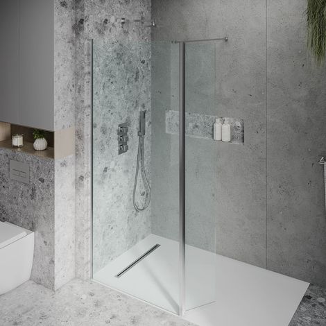 Signature Horizon Wet Room Glass Deflector Panel 300mm