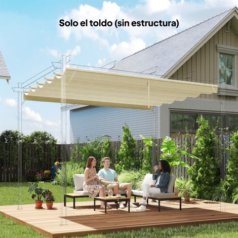 Couverture toit rétractable 2 5x2 55 m tissu remplacement pergola 3x3 avec 10 trous drainage crème
