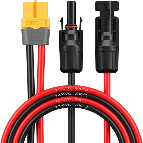 Câble de charge solaire avec fiche solaire XT60 Câble d'extension 12 AWG Compatible avec DELTA River 2 Max Pro Mini Powerstation Générateur solaire 1 m (1/5)