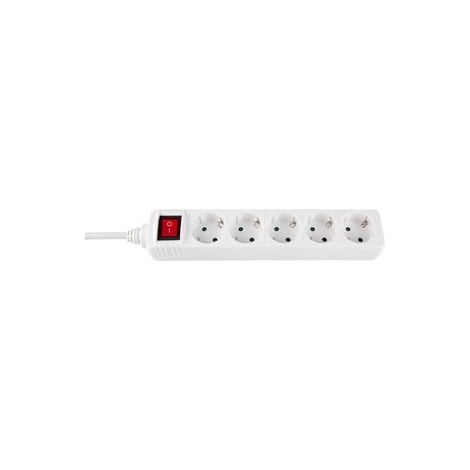 Elektrosockel 5 Steckdosen Schuko + Schalter + Kabel 1,5mts Farbe White 9635