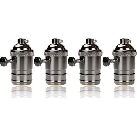 Set of 4 Vintage E27 Sockets with Switch – Bulb Base Adapter – Copper – Voltage 110-240V – Capacity up to 250W (1/5)