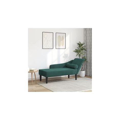 Chaise longue avec coussins vert foncé velours (1/5)