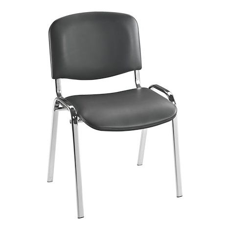 Chaise conférence vinyle non feu piétement chromé - Maxiburo