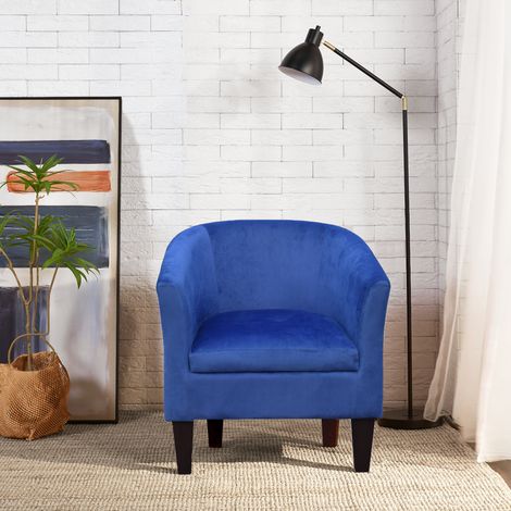 Tub chair plush velvet blue