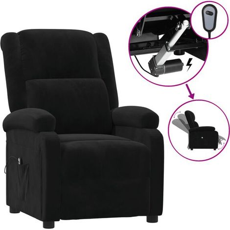 Fauteuil inclinable électrique en velours noir (1/5)