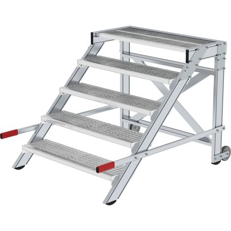 Günzburger Steigtechnik Plate-forme de travail mobile Largeur de marche 1 000 mm Grille en acier 5 marches - 050441