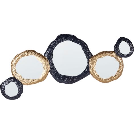 Espejo de pared de metal decorativo estilo glamuroso 109 x 44 cm en color negro y dorado Charny (1/5)