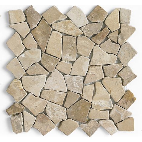 Pegane – Plaque mosaïque en marbre naturel marron 30x30 cm – Pour mur et sol – Épaisseur 0,9-1 cm – Fragments taillés à la main (1/4)