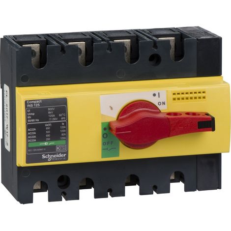 Interruttore / sezionatore Compact INS125 - 125 A - 4 poli - comando emergenza - 28927