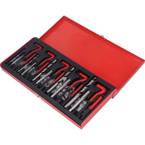 Kit de réparation de filetage 131 pièces : taraud métrique, insert fileté, foret M5, M6, M8, M10, M12 pour équipements (1/5)