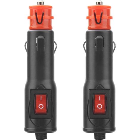 Lot de 2 prises allume-cigare de style européen - 12 V - Avec interrupteur rouge et fusible 10 A - Convient pour voiture, camion, voiture, moto (1/4)