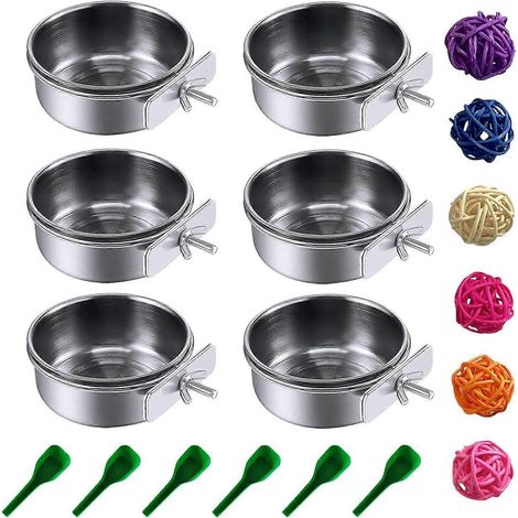Set mit 6 Vogelfutterhäuschen aus Edelstahl, inklusive Cliphalter und Löffel. (1/5)