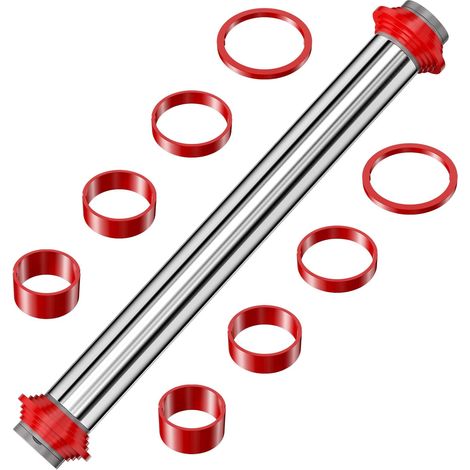 Rodillo ajustable de 35 cm, rodillos de acero inoxidable, rodillo antiadherente con anillos extraíbles para pizza, masa, galletas, fondant, tartas. (1/5)