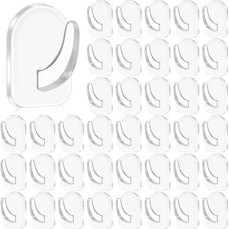 Paquete de 40 mini ganchos adhesivos transparentes súper resistentes, con adhesivo, carga máxima de 2 kg, sin necesidad de taladrar, para sala de estar, cocina y baño. (1/5)