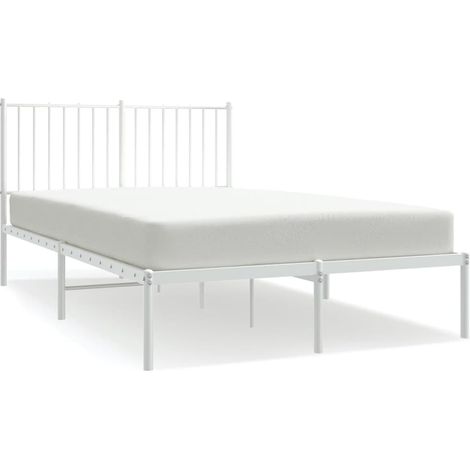 Lit adulte pour 2 personnes métal avec tête de lit, Structure de lit, Assemblage Facile, - blanc 120x200 cm OIB4907E (1/5)