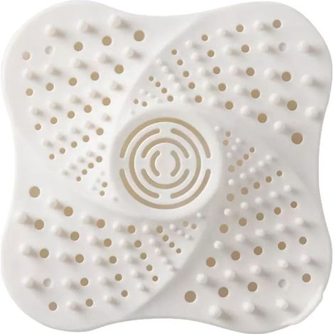 2 Pieces Shower Hair Filter (White) with Suction Cup for Sink (1/5)