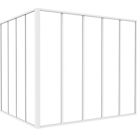 Verrière d'angle d'atelier en aluminium thermolaqué - L150 x L120 x H130 - Blanc - BAYVIEW