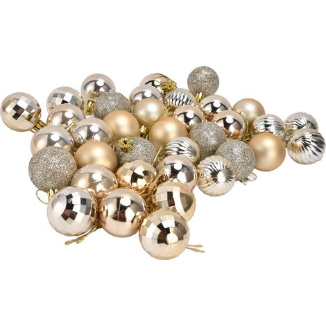 36 bruchsichere Christbaumkugeln als Hängedekoration für Weihnachten, Feste und Partys, Gold (1/5)