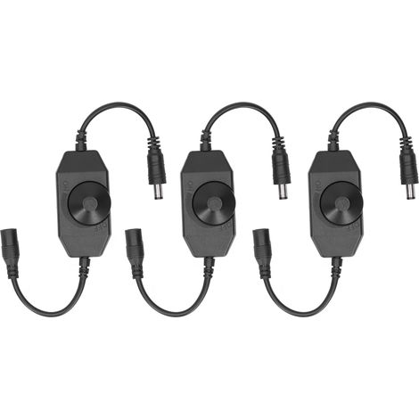 Variateur LED 3 pièces avec interrupteur et adaptateur, contrôleur de luminosité réglable par bouton rotatif, DC 12V-24V (1/5)