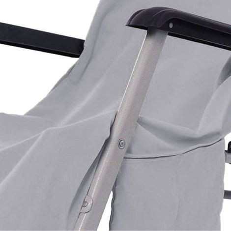1 Serviette de Plage, Microfibre, Gris, Poches, Lavable, Piscine (1/3)