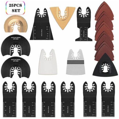 Multifunctional saw blade accessory set, 25-piece accessory set for multifunctional oscillating tools, universal saw blades for Fein Multimaster, Dremel, Bosch, Makita, Dewalt and more