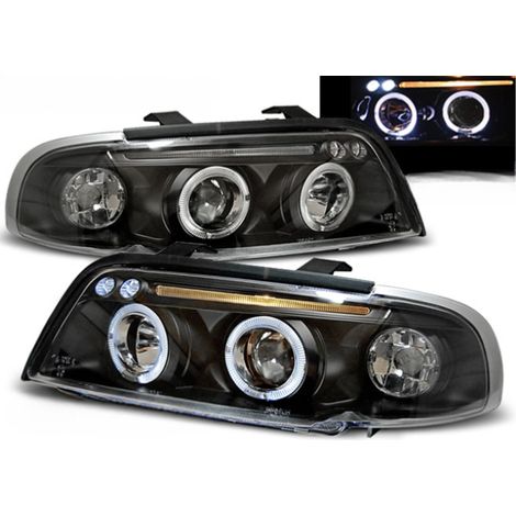 Paire de feux phares Audi A4 B5 de 1994 a 1998 angel eyes noir-27361001 (1/2)