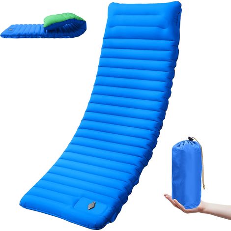 (Bleu) Tapis de sol de camping extra épais de 10 cm (4 pouces), idéal pour le camping, la randonnée et la pêche en plein air. (1/5)