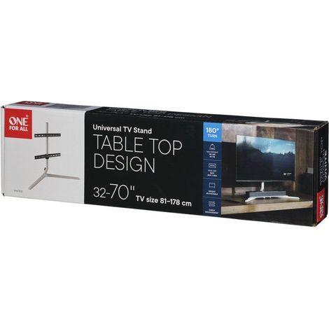 Unterstützung TV auf Standfuß One For All / TV-Ständer Design Tischplatte - Licht/Silber - 180° drehbar - VESA (1/5)