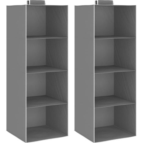 vidaXL Organizer per Armadio da Appendere con 4 Ripiani 2 pz Tessuto (1/5)