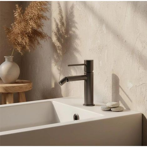 Exagonshop Rubinetto bidet senza scarico ottone grigio metallico