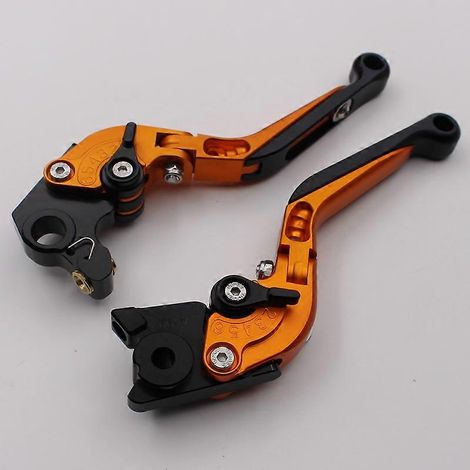 Convient aux motos KTM 690 Enduro R : poignée de frein réglable en alliage modifiée, biellette de direction (orange). (1/4)