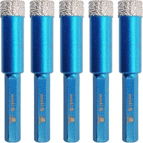 Diamant-Fliesenbohrer 14mm Sechskant-Schaft 5 Stück für harte Materialien (1/5)