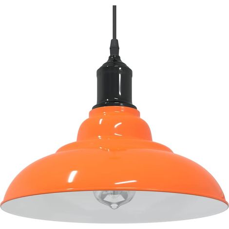 Lampe suspendue vintage réglable hauteur 31 x 13 cm design polyvalent cuisine salon en métal orange brillant