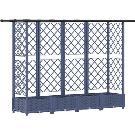 Fioriera da giardino Letto Rialzato con Griglia e Tetto Grigio 202,5 x 40 x 121 cm (1/5)