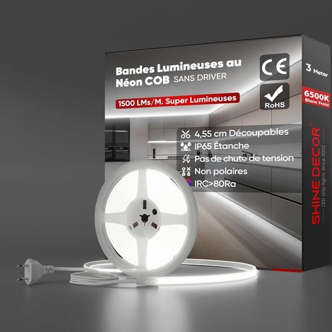 Bande lumineuse LED COB 230V, Ruban LED étanche IP65, 286 leds/m Ultra Haute Luminosité Bande LED Certifié CE pour Décoration Maison Cuisine Jardin Eclairage LED (Blanc Froid,3m) (1/5)