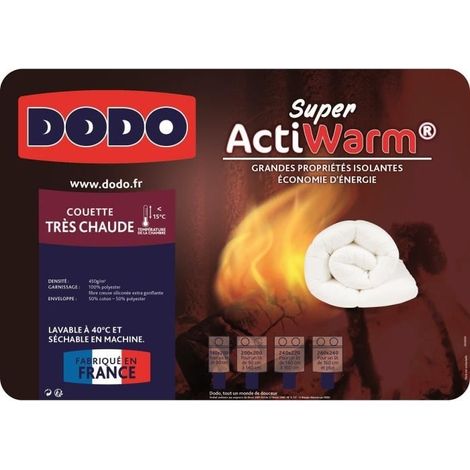 Edredón Muy Caliente 450gr/m² - DODO - SUPER ACTIWARM - 200 x 200 cm - Blanco