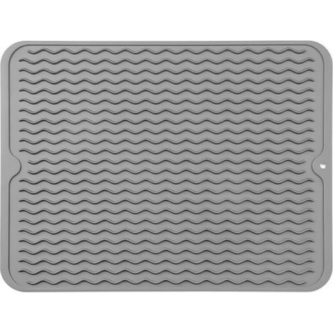 Tapis d'égouttage en silicone, 30x40cm, pliable, résistant à la chaleur, antidérapant, adapté aux plans de travail de cuisine (gris) (1/5)