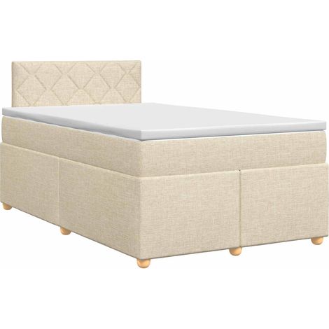 Letto box spring con materasso Crema 120 x 190 cm Tessuto vidaXL (1/5)
