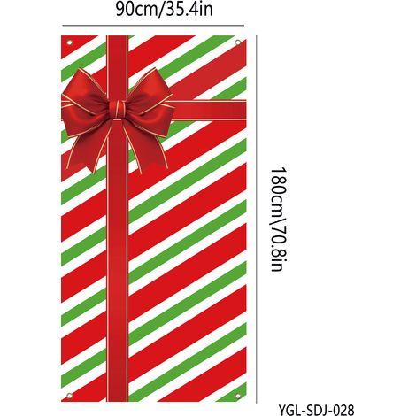 Nouvelle décoration de porte de Noël, décoration de fête, mise en scène, décor photo, banderole de Noël extérieure - 90 x 180 cm (perforée + ruban) - 28