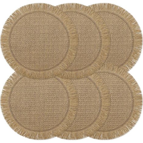 Runde Platzsets – 6er-Set – Gewebtes Papier, 38 cm – Hitzebeständig und farbecht – Für Zuhause und Gastronomie – Braun (1/5)