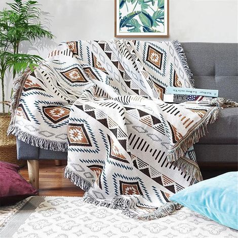 Manta de estilo bohemio del suroeste americano, funda para sofá, ideal para acampadas y viajes en tienda de campaña, 130 x 160 cm. (1/5)