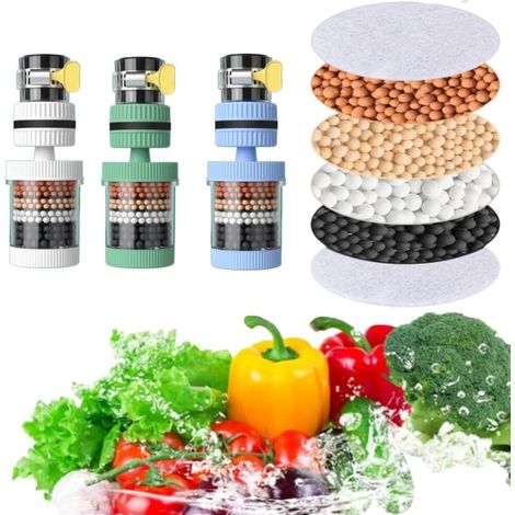 élimine le chlore fluoré -3 PCS – Filtre à eau pour robinet - Charbon actif - Purificateur d'eau - Pour cuisine (1/5)
