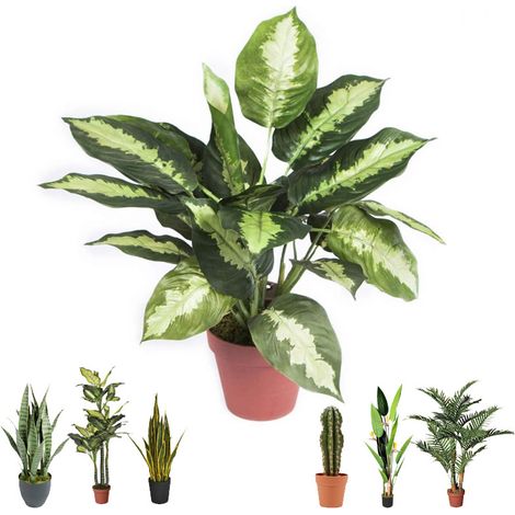 Künstliche Calathea 49 cm mit Topf Plastikpflanzen zur Gartendekoration für Innen- und Außenbereiche