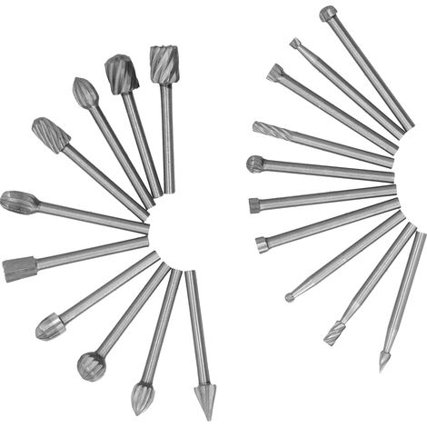Lot 20 fraises rotatives HSS électriques, mini limes pour bois, kit sculpture DIY, outils de ponçage et polissage (1/5)