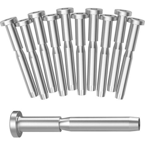 Kit de 10 câbles d’escalier invisibles en acier inoxydable T316, diamètre 4,76 mm, pour bois et métal – embouts filetés inclus (1/5)