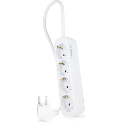 Regleta Nanocable 10.37.0004-NS/ 4 Tomas de Corriente/ Cable 1.4m/ Blanca (1/4)
