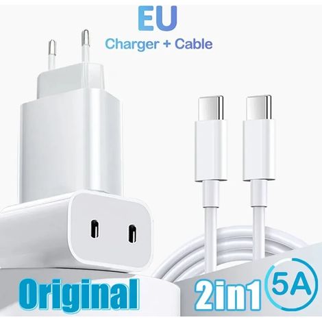 [RM] Chargeur double PD 40 W, charge rapide, câble USB pour téléphone portable (prises UE et US), câble de données pour iPhone, chargeur mural 3.0 (1/5)