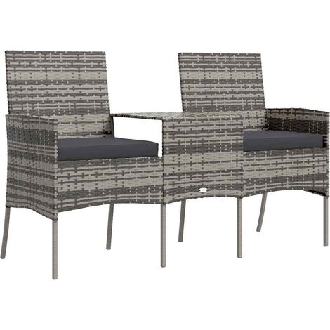 Maison Exclusive - 2-Sitzer-Gartensofa mit Teetisch Poly Rattan A